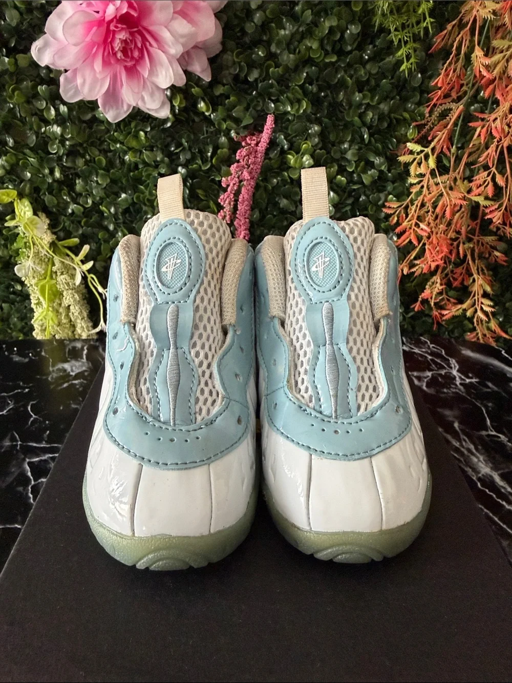 Baby/Toddler Nike Foamposites White & Light Blue Athletic Shoes